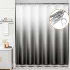 Shower Curtain, Cloth Ombre Black Shower Curtain Set with 12 Hooks, Washable Fabric Black and White Shower Curtain, Rustic Farmhouse Bathroom Shower Curtain, 72x72 Inches