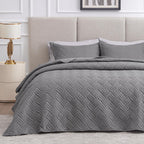 Love's cabin Quilts for Queen Bed Blue Bedspreads - Soft Bed Summer Lightweight Bedspread Comforter - Modern Style Coin Pattern Coverlet for All Season - 3 Pieces (1 Quilt, 2 Pillow Shams)