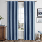 100% Blackout Linen Curtains for Bedroom, Ivory Solid Luxury Decor Thermal Insulation Room Darkening Drapes for Living Room Nursery Back Tab Rod Pocket 42 x 84 Inches, 2 Panels