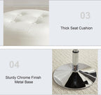 White Vanity Chair for Makeup Room Round Ottoman Tufted PU Leather Makeup Chair Vanity Stools for Bathroom Height Adjustable 360 Swivel