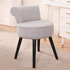 Vanity Chair with Adjustable Backrest, Boucle Upholstery Armless Makeup Stool, Cream White Sherpa Vanity Stool with Gold Metal Legs for Bedroom Living Room Kitchen Dinning Room (Gold and White)
