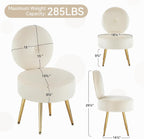 Armless Vanity Chair for Makeup Room, Velvet Vanity Stool with Back, Living Room Chair with Solid Metal Legs for Bedroom, Study Room, Vanity(Khaki)