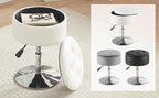 White Vanity Chair for Makeup Room Round Ottoman Tufted PU Leather Makeup Chair Vanity Stools for Bathroom Height Adjustable 360 Swivel