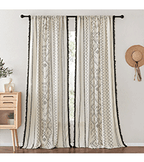 Natural Linen Curtains 84 inch Long 2 Panels Set, Grommet Top Thick Linen Burlap Semi Sheer Vertical Drapes Privacy Assured with Light Filtering for Bedroom/Living Room, W55 x L84
