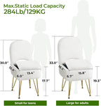 Small Vanity Stool Chair with Storage and Folding Back, 13.4" x 15" x 30" Square Faux Fur Soft Ottoman, 4 Metal Legs with Anti-Slip Feet, Furry Padded Seat for Makeup, Bedroom, White