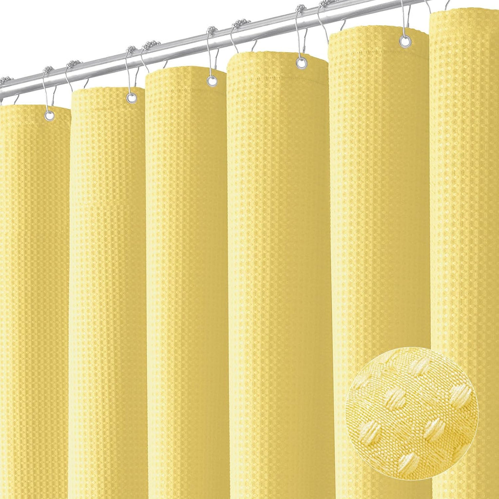 Dynamene Sage Green Shower Curtain - Waffle Textured Heavy Duty Thick Fabric Shower Curtains for Bathroom, 256GSM Luxury Weighted Polyester Cloth Bath Curtain Set with 12 Plastic Hooks，72Wx72H,Green