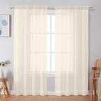 Black Sheer Curtains 84 Inches Long, Light Filtering Rod Pocket Solid Color Window Sheer Curtain Panels, Elegant Curtains & Drapes for Living Room, Bedroom 2 Panels (Black, 42" W x 84" L)