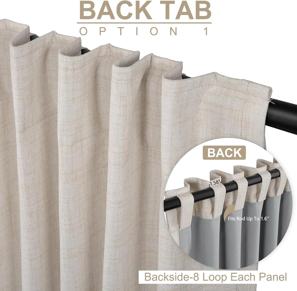 100% Blackout Shield Blackout Curtains for Bedroom 84 Inches Long, Back Tab/Rod Pocket Living Room Drapes, Thermal Insulated Blackout Curtains 2 Panels Set, 50" W x 84" L, Cream