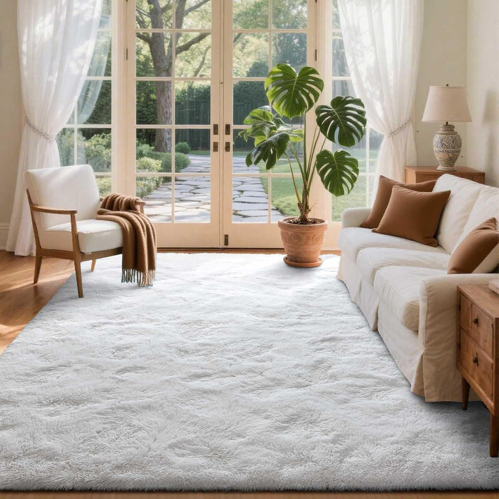 6x9 Ft Large Shag Rugs for Living Room, Tie-Dyed Ultra Soft Fluffy Furry Area Rugs for Bedroom Indoor Floor, Aesthetic Carpet for Kids Home Decor (Dark Grey)