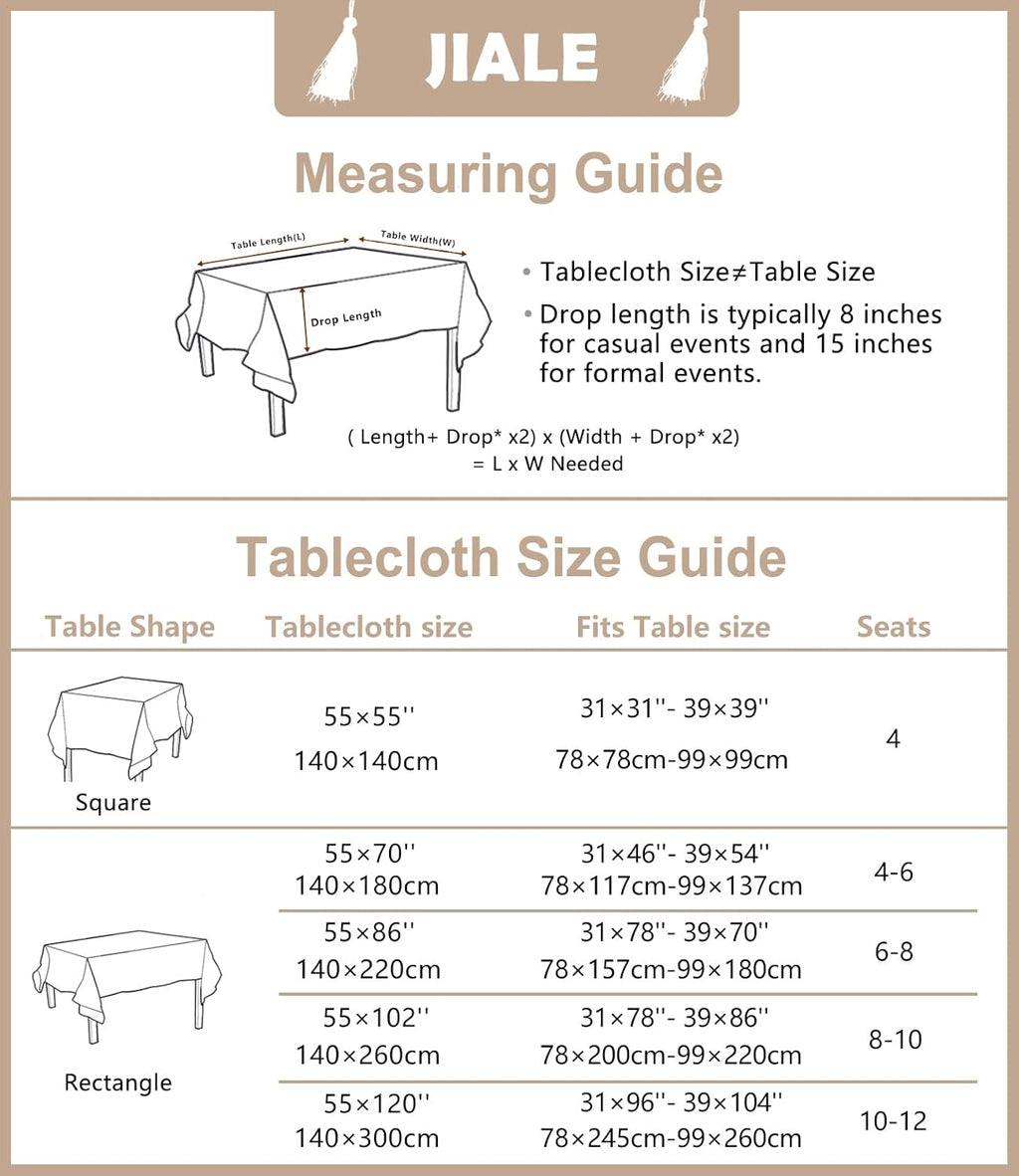 Tablecloths for Rectangle Tables, Cotton Linen Table Cloth Waterproof Tablecloth Wrinkle Free Farmhouse Dining Tables Cover, Soft Fabric Table Cloths with Tassels, Brown, 55" X 70", 4-6 Seats