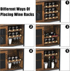 Wine Bar Rack Cabinet with LED Light, Adjustable Shelves Coffee Bar Cabinet with Mesh Door and Baffle Design, 36″ Tall Small Liquor Bar Cabinet for Home, Kitchen, Dinning Room, Rustic Brown