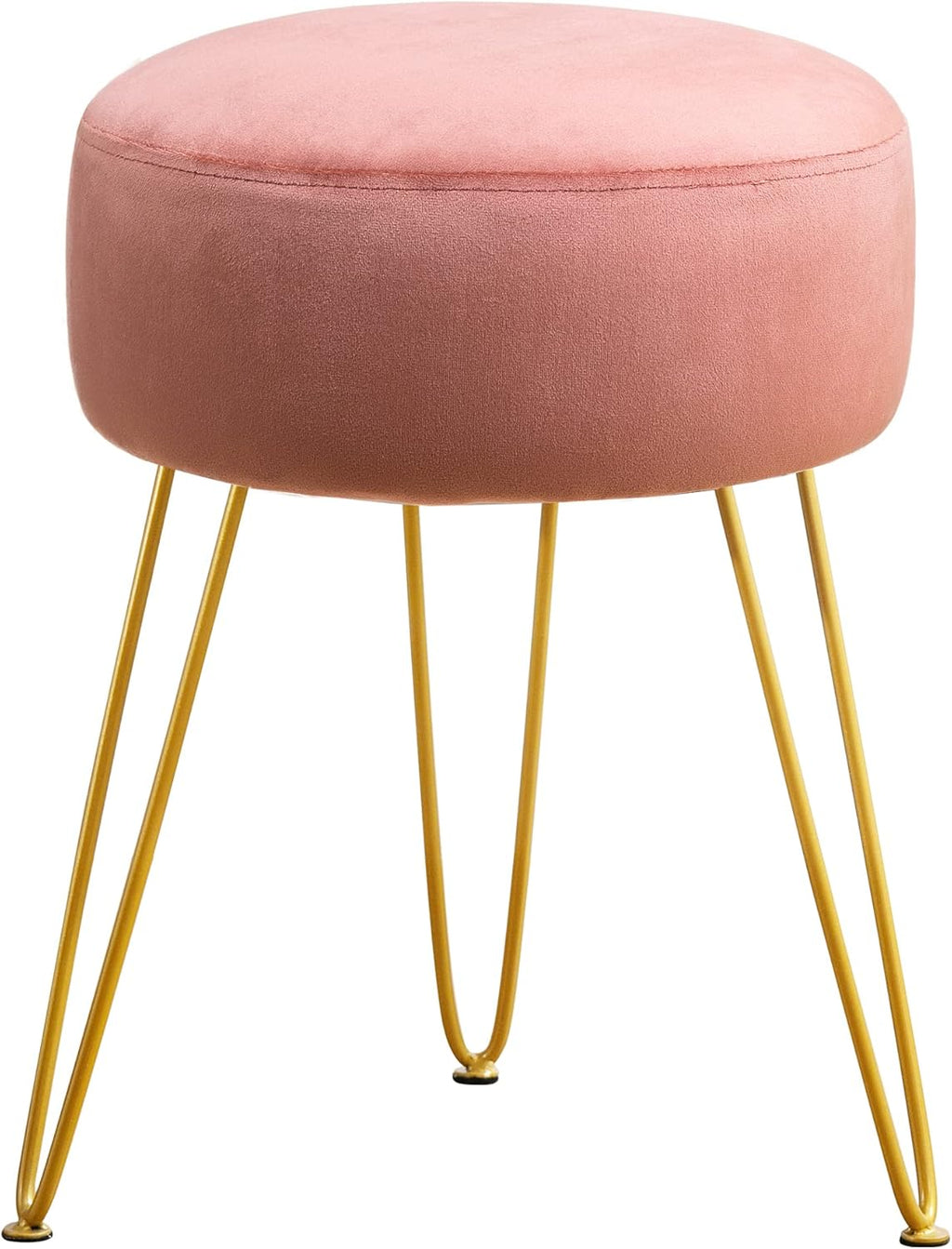Vanity Stool, Gray Vanity Stools for Makeup Room, Round Ottoman Foot Stool, Velvet Footrest Vanity Chair for Bathroom Vanity, Bedroom, Living Room, Entryway, Offices, 300lbs