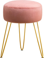 Vanity Stool, Gray Vanity Stools for Makeup Room, Round Ottoman Foot Stool, Velvet Footrest Vanity Chair for Bathroom Vanity, Bedroom, Living Room, Entryway, Offices, 300lbs