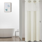 No Hook Waffle Shower Curtain with Snap in Fabric, Waterproof Shower Curtains with See Through Top Window, Hotel Luxury Heavy Duty Bathroom Curtain and Liner Set, 72'' x 75'', Black