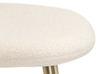 Vanity Chair with Adjustable Backrest, Boucle Upholstery Armless Makeup Stool, Cream White Sherpa Vanity Stool with Gold Metal Legs for Bedroom Living Room Kitchen Dinning Room (Gold and White)