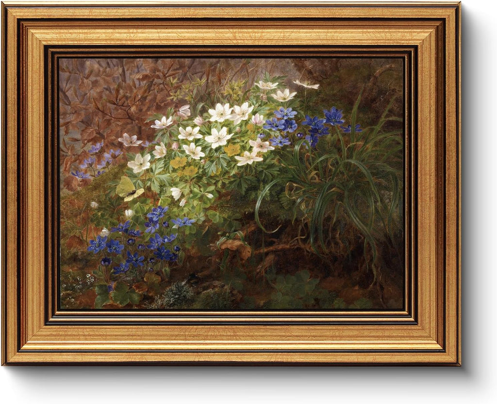 Gold Framed Vintage Wall Art for Living Room, Flowers Painting Canvas Prints Shelf Decor for Kitchen, Aesthetic Bedroom Wall Art, Christmas Gifts for Friends or Family (White Hydrangea 8"x10")