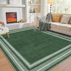 Soft Area Rugs 5x7, 5x7 Washable Rug with Non Slip Backing, 5 x 7 Faux Cashmere Low-Pile Carpet, Navy Blue & Gold
