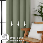 Sage Green Bedroom Blackout Curtains, 63inch (approx. 160.2cm) pieces set, solid insulated energy-saving rod pocket blackout curtains, width 40 x length 63inch (approx. 101.6cm), gray-green