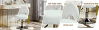 Small Vanity Chair, 360 Swivel Vanity Stool with Folding Back for Teenager, Comfy Teddy Ottoman Stool for Bedroom, Dressing Room, Teddy Fabric, White