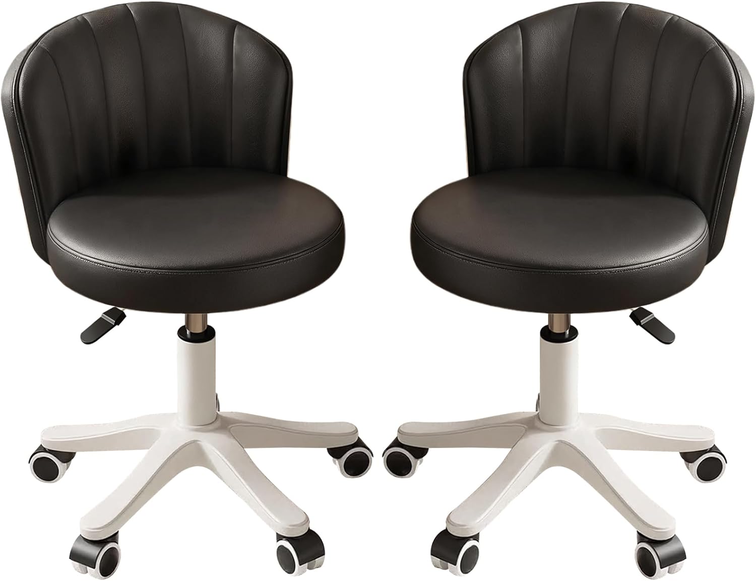 Small Round Rolling Desk Chair Armless Comfy Vanity Computer Chair Height Adjustable Swivel Work Spa Chair