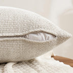 Pack of 4 Couch Throw Pillow Covers 18x18 Inch Neutral Soft Decorative Chenille Pillow Covers Farmhouse Boho Cushion Covers for Mid Century Modern Spring Home Decor Sofa Bedroom Living Room