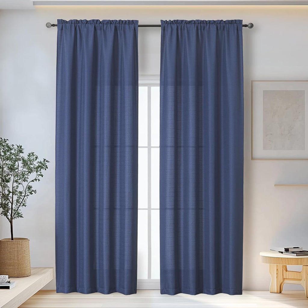 Black Curtains 63 Inch Length 2 Panels Set for Living Room Bedroom, Light Filtering Faux Linen Textured Soft Window Curtain, Airy Soft Rod Pocket cortinas para cuarto, 40Wx63L Inches, 2 Pcs