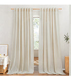 Natural Linen Curtains 84 inch Long 2 Panels Set, Grommet Top Thick Linen Burlap Semi Sheer Vertical Drapes Privacy Assured with Light Filtering for Bedroom/Living Room, W55 x L84