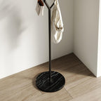 Tree Branch-Look Coat Rack Freestanding with 6 Hooks & Sturdy Marble base Metal Clothes Hanger Stand for Entryway/Mudroom/Bedroom/Hallway/Home Office (Matte black)
