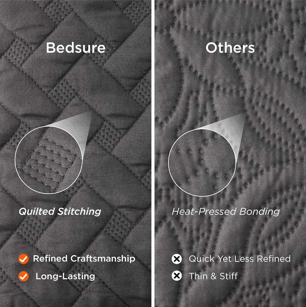 Quilts Queen Size - Grey Bedspreads Queen Size with Basket Weave Pattern, Soft Quilt Bedding Set, Lightweight Comforter Set Coverlet for All Seasons with 2 Pillow Shams (90" x 96") | Skin-Friendly Soft, All-Season Comfort, Breathable