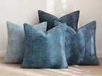 Pack of 4 Couch Throw Pillow Covers 18x18 Inch Neutral Blue Soft Decorative Chenille Pillow Covers Farmhouse Accent Cushion Covers for Boho Western Spring Coastal Decor Sofa Bed Living Room