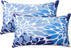 Outdoor Pillows, Pack of 2 12x20 Lumbar Pillows Water Resistant Decorative Throw Pillows for Couch, Sofa and Patio Furniture(Blue)