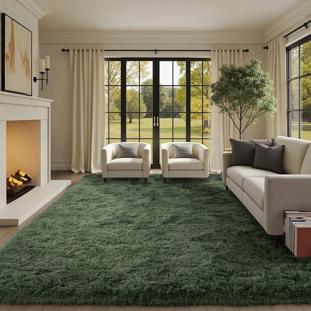 6x9 Ft Large Shag Rugs for Living Room, Tie-Dyed Ultra Soft Fluffy Furry Area Rugs for Bedroom Indoor Floor, Aesthetic Carpet for Kids Home Decor (Dark Grey)