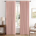 100% Blackout Linen Curtains for Bedroom, Ivory Solid Luxury Decor Thermal Insulation Room Darkening Drapes for Living Room Nursery Back Tab Rod Pocket 42 x 84 Inches, 2 Panels