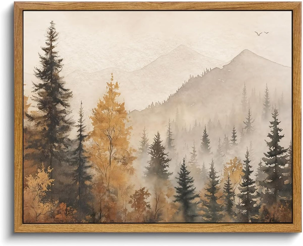 Framed Canvas Wall Art,Vintage Decor,Landscape Nature Country Wildflower Paintings Farmhouse Pictures Modern Artwork Rustic Fall Flower Prints Cottagecore Office Living Room Bedroom Bathroom