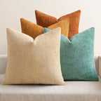 Pack of 4 Couch Throw Pillow Covers 18x18 Inch Neutral Soft Decorative Chenille Pillow Covers Farmhouse Boho Cushion Covers for Mid Century Modern Spring Home Decor Sofa Bedroom Living Room