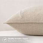 MIULEE Decorative Linen Euro Sham Pillow Covers 24x24 Natural Beige Boho Farmhouse Neutral Couch Throw Pillows for Bed Pack of 2 Accent Modern Pillowcase Sofa Livingroom Home Decor