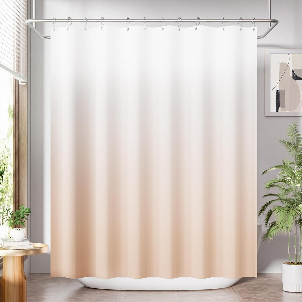 Shower Curtain, Cloth Ombre Black Shower Curtain Set with 12 Hooks, Washable Fabric Black and White Shower Curtain, Rustic Farmhouse Bathroom Shower Curtain, 72x72 Inches