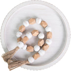 12in Round Wood Tray - White, Distressed, Farmhouse Rustic - Decorative Tray for Living Room, Coffee Table, Kitchen Table or Farmhouse Serving Tray