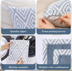 HPUK Decorative Throw Pillow Covers Set of 4 Square Couch Pillows Linen Cushion Cover for Couch Sofa Living Room, 18"x18" inches, Blue