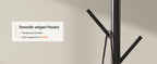Coat Rack Freestanding with Natural Marble Base, Metal Coat Rack Stand with 10 Hooks, 3 Adjustable Size Coat Tree for Bags, Clothes, and Hats for Entryway, Bedroom, Hallway, Office, Black