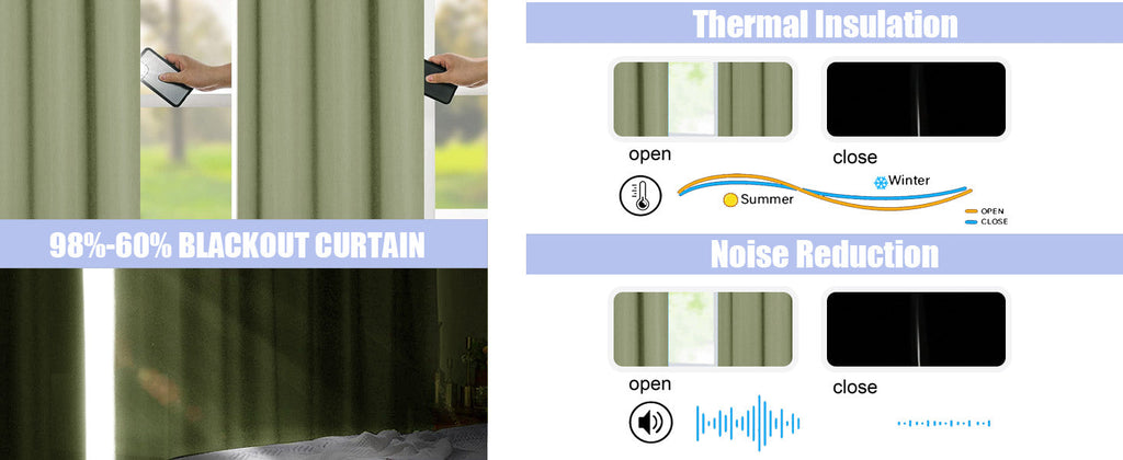 Sage Green Bedroom Blackout Curtains, 63inch (approx. 160.2cm) pieces set, solid insulated energy-saving rod pocket blackout curtains, width 40 x length 63inch (approx. 101.6cm), gray-green