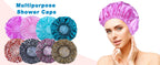 4 PCS Shower Caps for Women, Elastic and Reusable Bath Caps, Double Waterproof Layers Shower Cap, Bathing Shower Caps, Environmental Protection Hair Bath Hat - Printed Color