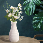 Vase for Flowers, Ceramic Look Plastic Vase for Home Decor, Living Room, Table (Seashell White)