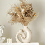 Ceramic Vase Set of 2, Nordic Modern Boho ins Style Decorative Ceramic Aesthetic Flower Vase for Home Decor (Milky White W 6.3" X H 8.4")