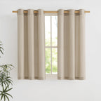 Natural Linen Curtains 84 inch Long 2 Panels Set, Grommet Top Thick Linen Burlap Semi Sheer Vertical Drapes Privacy Assured with Light Filtering for Bedroom/Living Room, W55 x L84