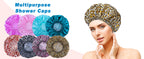 4 PCS Shower Caps for Women, Elastic and Reusable Bath Caps, Double Waterproof Layers Shower Cap, Bathing Shower Caps, Environmental Protection Hair Bath Hat - Printed Color
