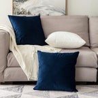 MIULEE Velvet Throw Pillow Covers 18x18 Inch, Pack of 2 - Dark Blue, Super Soft Decorative Square Cushion Cases Modern Luxury Home Decor for Sofa, Couch, Bed, Chair