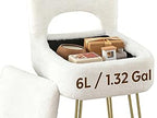 Vanity Chair with Storage and Folding Back, Faux Fur Square Storage Chair, Vanity Stool Chair with 4 Metal Legs for Bedroom, Living Room and Makeup Stations, 13.4"x 15"x 30", White