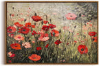 Framed Canvas Wall Art,Vintage Decor,Landscape Nature Country Wildflower Paintings Farmhouse Pictures Modern Artwork Rustic Fall Flower Prints Cottagecore Office Living Room Bedroom Bathroom