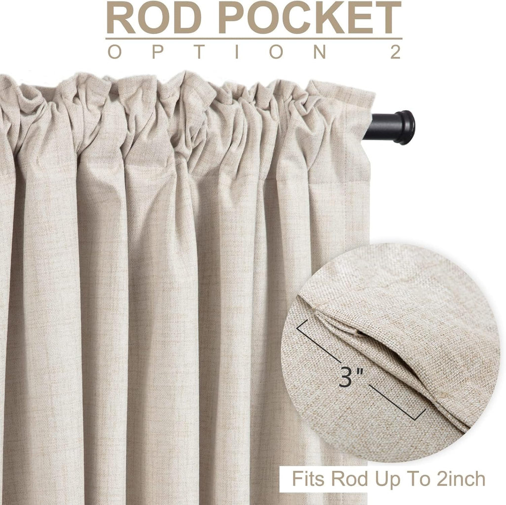 100% Blackout Shield Blackout Curtains for Bedroom 84 Inches Long, Back Tab/Rod Pocket Living Room Drapes, Thermal Insulated Blackout Curtains 2 Panels Set, 50" W x 84" L, Cream